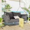 51.9' 2-Person Hanging Seat; Rattan Woven Swing Chair; Porch Swing With Ropes - Gray