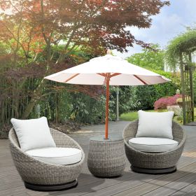 Cozy Outdoor Set - Swivel Woven Chairs, Side Table - All-Weather Resin Wicker, Powder-Coated Aluminum, Fully Assembled - as Pic