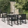 5 Piece Patio Dining Set Black PVC Rattan - Black