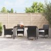 Patio Chairs with Cushions 4 pcs Poly Rattan Black - Black