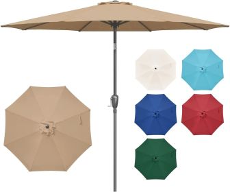 Simple Deluxe 9' Patio Umbrella Outdoor Table Market Yard Umbrella with Push Button Tilt/Crank; 8 Sturdy Ribs for Garden; Deck; Backyard; Pool; [Tan]