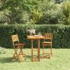 3 Piece Outdoor Bar Set Solid Wood Acacia - Brown