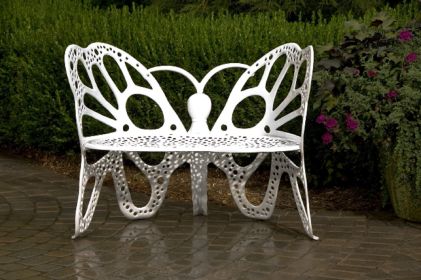 35 H x 46 W x 27 D Outdoor White Butterfly Bench, 400 lbs Weight Capacity, Weather Resistant - as Pic