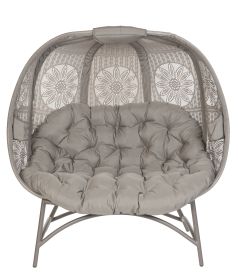 56 H x 50 W x 26 D Outdoor Beige Cozy Pumpkin Loveseat with Cushion and Dreamcatcher Design - as Pic