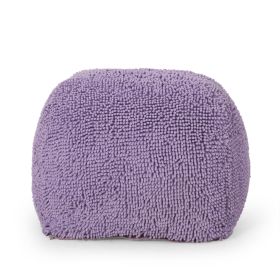 Moloney Modern Microfiber Chenille Square Pouf, Lavender - as Pic