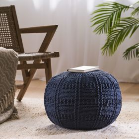 Yuny Handcrafted Modern Fabric Pouf, Navy - as Pic