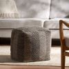 Bowmont Hand-Crafted Cotton Cube Pouf, Brown, Beige, and Yellow - as Pic