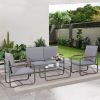 Outdoor Deep Seating Conversation Sofa Set, 4-Pieces Patio Metal Furniture with Light Gray Cushions - as Pic