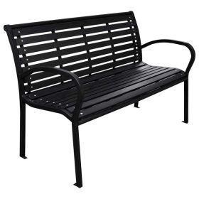 Patio Bench Black 45.7" Steel and WPC - Black