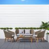 Grayton 4-piece Rustic All-Weather Patio Wood and Wicker Conversation Set in Mocha - as Pic