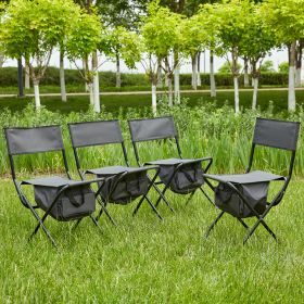 4-piece Folding Outdoor Chair with Storage Bag, Portable Chair for indoor, Outdoor Camping, Picnics and Fishing,Grey - as Pic