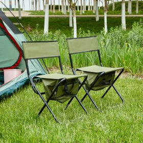 2-piece Folding Outdoor Chair with Storage Bag, Portable Chair for indoor, Outdoor Camping, Picnics and Fishing,Green - as Pic