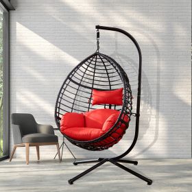 Swing Egg Chair With Stand, High-Quality Modern Design, 37.4x37.4x76.77 (Red) - as Pic