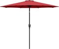 Simple Deluxe 9ft Outdoor Market Table Patio Umbrella with Button Tilt, Crank and 8 Sturdy Ribs for Garden, Red - as Pic