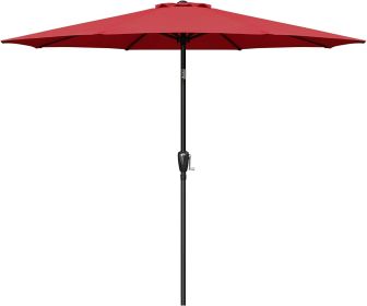 Simple Deluxe 9ft Outdoor Market Table Patio Umbrella with Button Tilt, Crank and 8 Sturdy Ribs for Garden, Red - as Pic