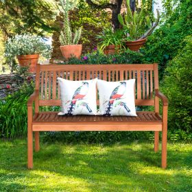 Two Person Solid Wood Garden Bench with Curved Backrest and Wide Armrest - as show