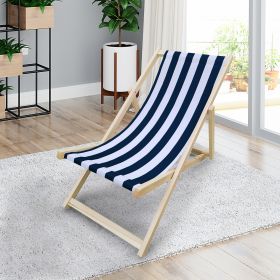 Populus wood sling chair blue Stripe Broad  Dark blue Strip - Dark blue