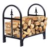 2 Feet Outdoor Heavy Duty Steel Firewood Storage Holder - Black