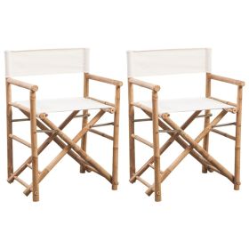 Folding Director's Chair 2 pcs Bamboo and Canvas - Brown