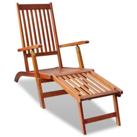 Patio Deck Chair with Footrest Solid Acacia Wood - Brown