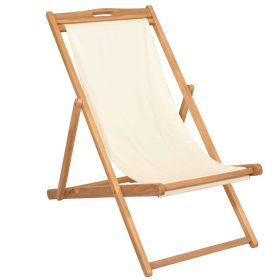 Deck Chair Teak 22.1"x41.3"x37.8" Cream - Cream