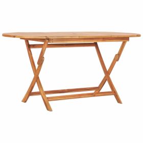 Folding Patio Table 62.9"x31.4"x29.5" Solid Teak Wood - Brown