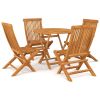 5 Piece Patio Dining Set Solid Teak Wood - Brown