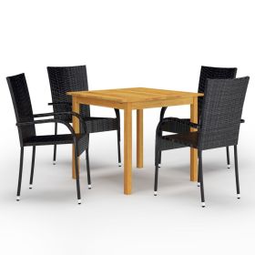 5 Piece Patio Dining Set Black - Black