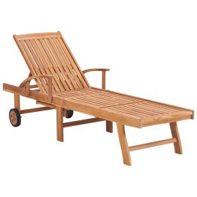 Sun Lounger Solid Teak Wood - Brown