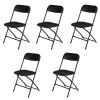 5 Pack Black Plastic Folding Chair;  Indoor Outdoor Portable Stackable Commercial Seat with Steel Frame 350lb. Capacity for Events Office Wedding Part