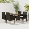 5 Piece Patio Dining Set Poly Rattan Black - Black