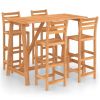 5 Piece Patio Bar Set Solid Acacia Wood - Brown