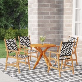 5 Piece Patio Dining Set Solid Wood Acacia - Brown