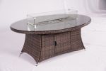 Brown Wicker Patio Firepit  Dining Table (Table Only) - Oval