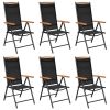 Folding Patio Chairs 6 pcs Textilene Black - Black