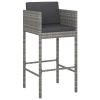 3 Piece Patio Bar Set with Cushions Poly Rattan Gray - Grey