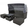 Outdoor Patio Rectangle Daybed with Retractable Canopy, Wicker Furniture Sectional Seating with Washable Cushions, Backyard, Porch - Gray