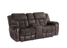 Easy-care Loveseat with Pleated Back - Ultra-Plush Fabric, Leatherette - Multi-Function Drop-Down Console, Pop-Up Charging Station - Complete 3-Piece