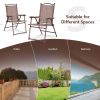 Set of 2 Patio Folding Sling Back Camping Deck Chairs - Brown