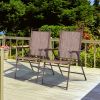 Set of 2 Patio Folding Sling Back Camping Deck Chairs - Brown