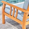 Kapalua Honey Nautical Curve Eucalyptus Wooden Outdoor Sofa Chair with Cushion - as Pic