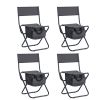 4-piece Folding Outdoor Chair with Storage Bag, Portable Chair for indoor, Outdoor Camping, Picnics and Fishing,Grey - as Pic