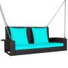 2-Person Patio Rattan Porch Swing with Cushions - Turquoise