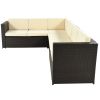 9 Piece Rattan Sectional Seating Group with Cushions and Ottoman, Patio Furniture Sets, Outdoor Wicker Sectional - Beige