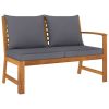 5 Piece Patio Lounge Set with Cushion Solid Acacia Wood - Brown