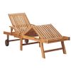 Sun Lounger Solid Teak Wood - Brown