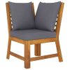 5 Piece Patio Lounge Set with Cushion Solid Acacia Wood - Brown