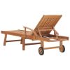 Sun Lounger Solid Teak Wood - Brown