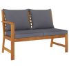 5 Piece Patio Lounge Set with Cushion Solid Acacia Wood - Brown