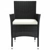 Patio Chairs with Cushions 4 pcs Poly Rattan Black - Black